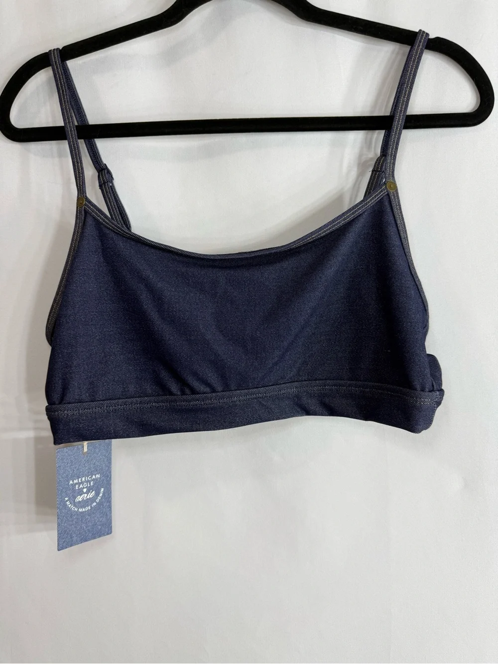 Aerie x AE Denim Bikini Set Blue Bralette Swim 2 Piece Top & Bottoms XL NWT